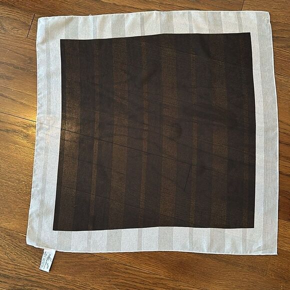 Vintage Kathie Lee black with white border semi sheer polyester square scarf - Picture 8 of 8